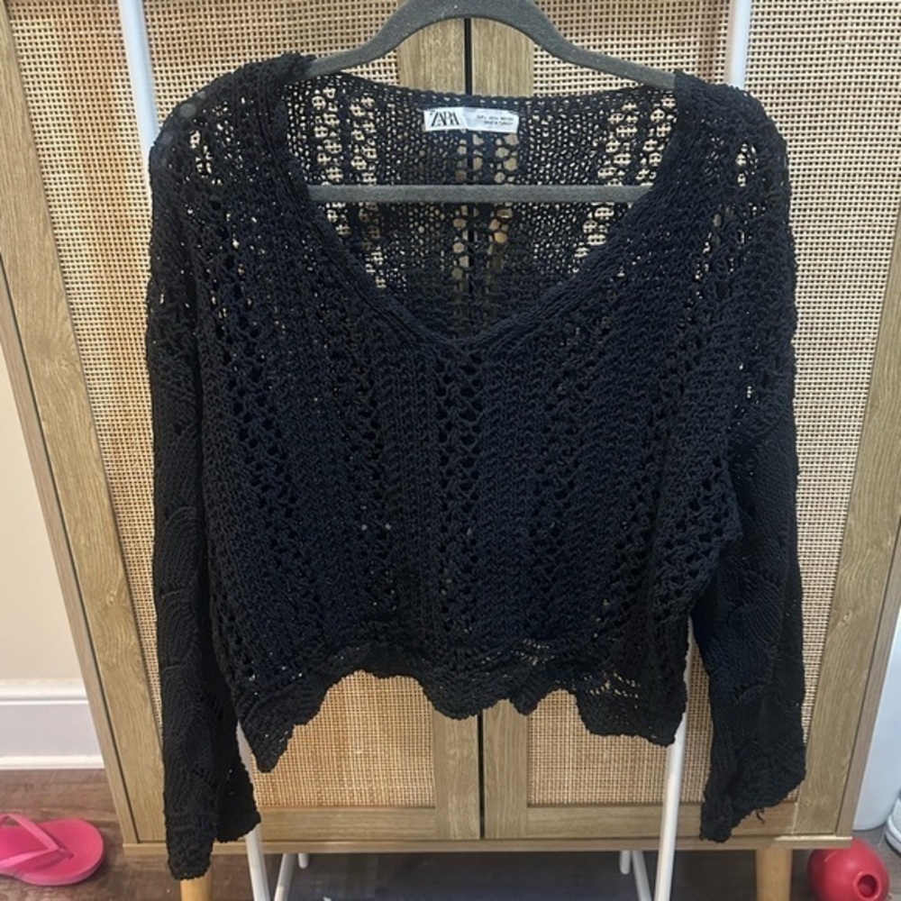 Zara cropped open knit sweater